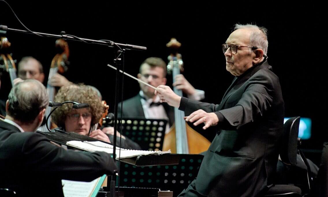 Ennio Morricone conducting at the O2 Arena in London