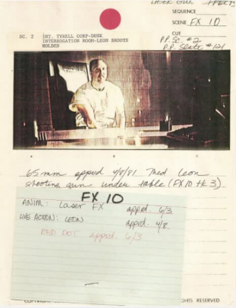 Storyboards de FX originais de Blade Runner (1982)