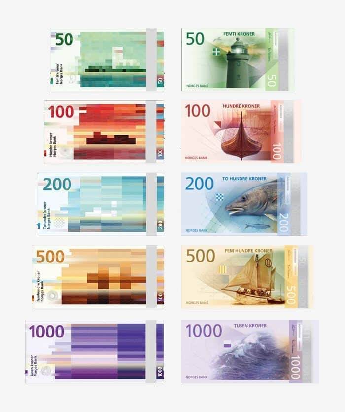 As notas pixeladas da Noruega