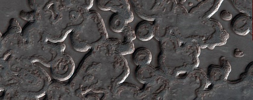Marte Pólo sul do planeta com formações sob efeito do dióxido de carbono
