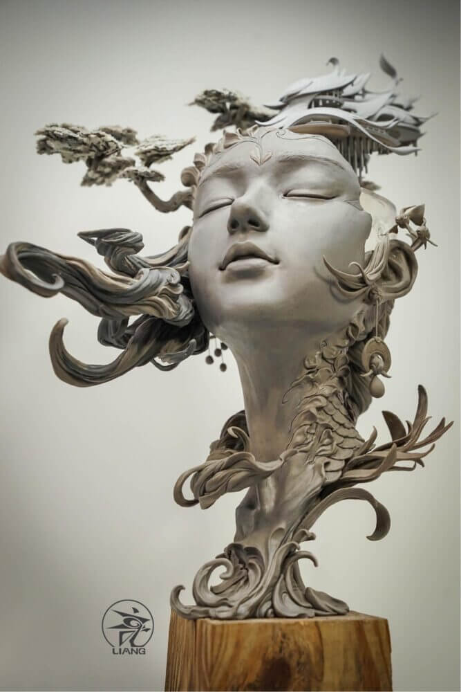 Incríveis esculturas dão toque surreal à cabeça de mulheres