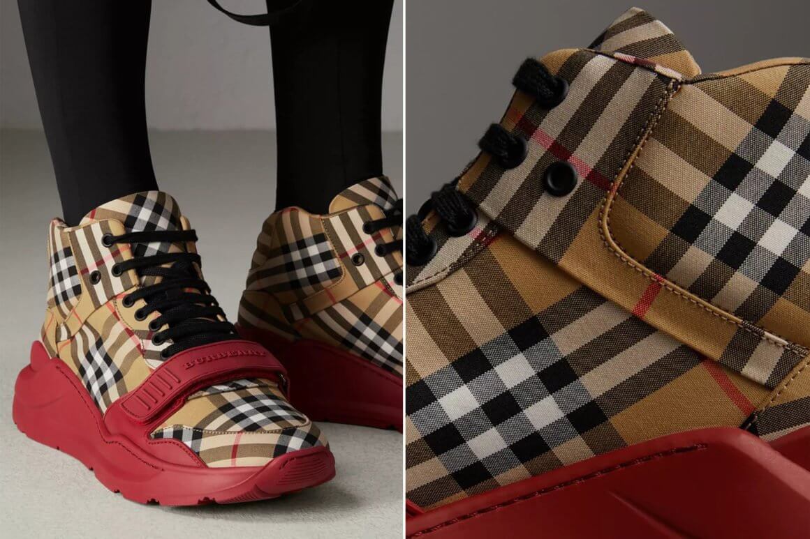 https hypebeast.com image 2018 08 burberry vintage check high top sneakers 2