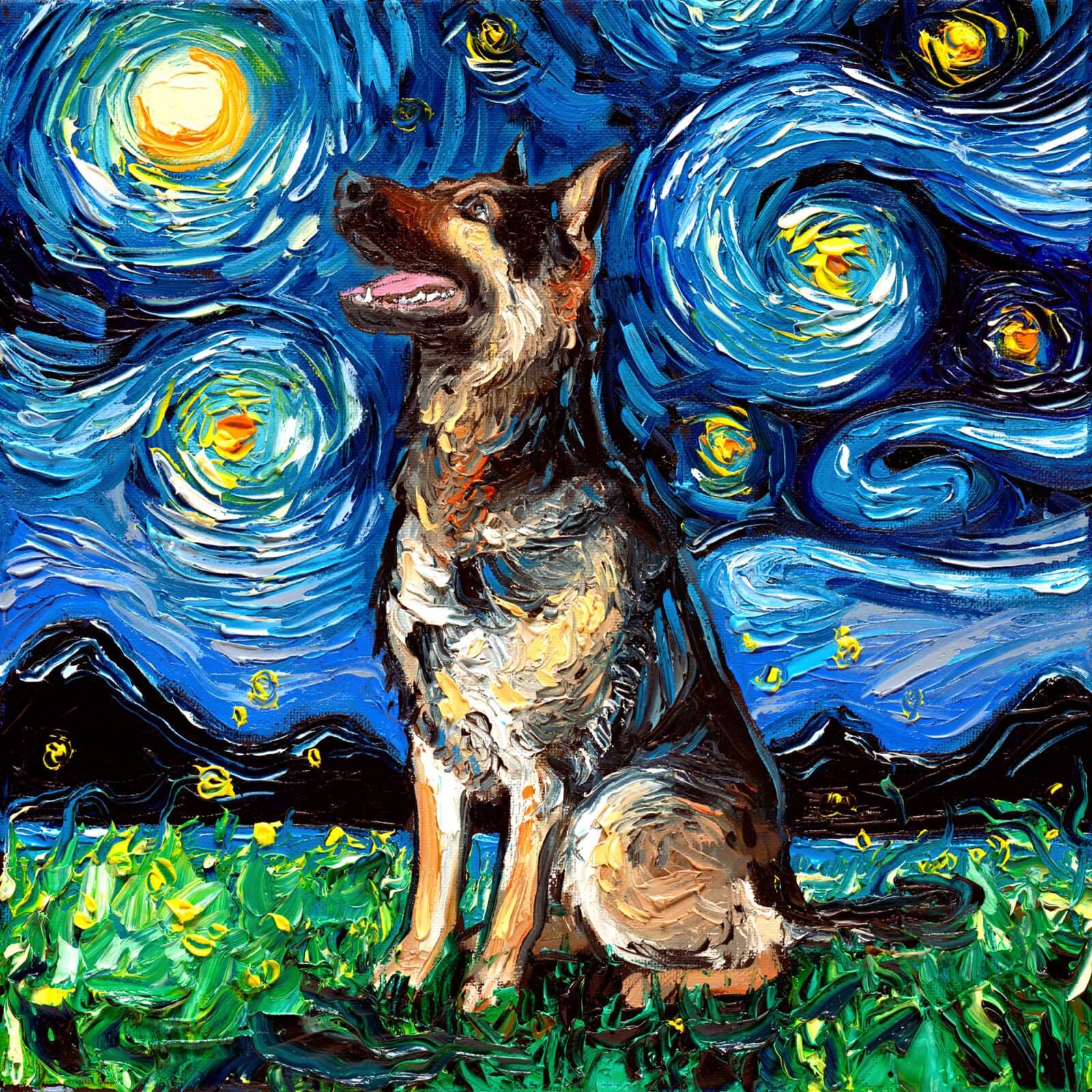 starry night van gogh painting vincent van gogh dogs 3