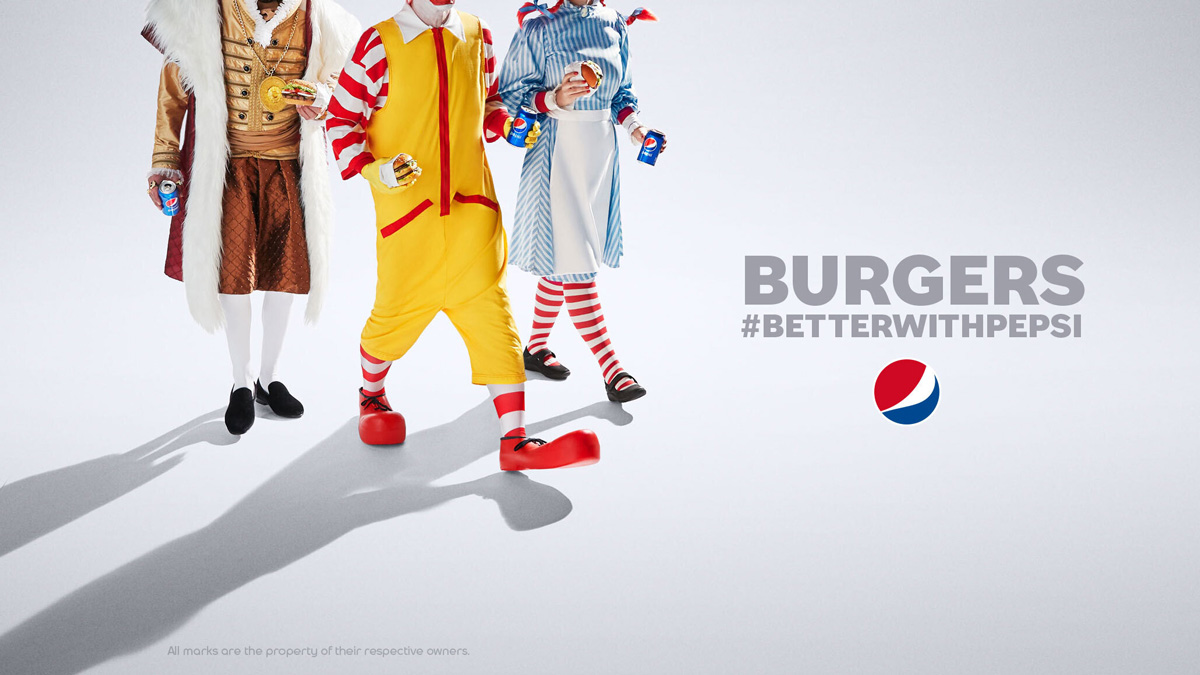 mascot burgers better with pepsi 2021