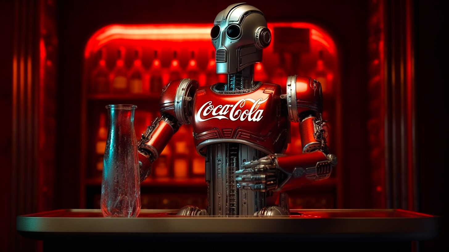 wbrenner a coca cola themed robot it is front of a coca cola th 9f932107 06bd 4bfc 9f37 04268821ef11