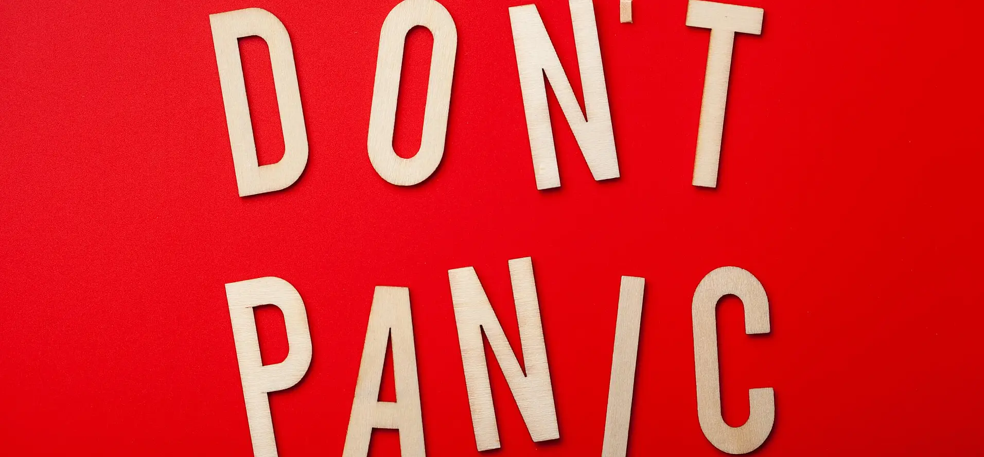 don t panic word text wooden letter on red backgro 2022 09 14 07 14 09 utc 1