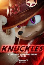 Promotional poster for Knuckles featuring animated character for upcoming streaming event on April 26 on Paramount+